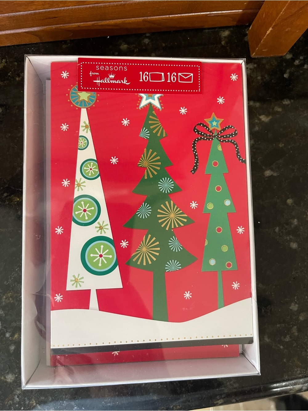 Hallmark Red & Green Holiday Tree Card Set